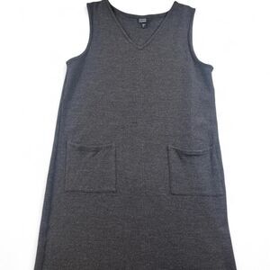 Women's Eileen Fisher Grey Wool Blend A-Line Dress with Pockets - Size S